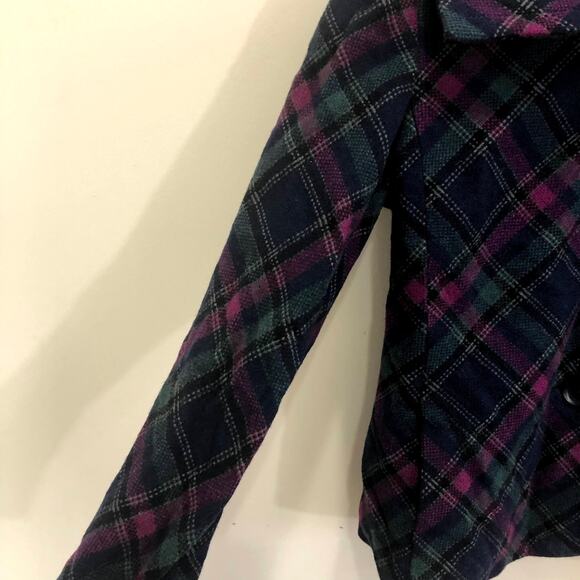 Talbots Wool Pink Green Blue Plaid Peacoat Size 8 - Picture 4 of 9